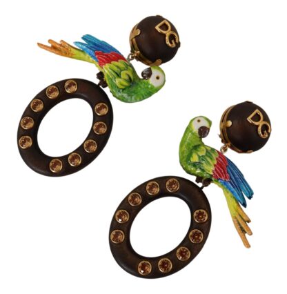 Dolce & Gabbana - Chic Parrot Embellished Hoop Earrings