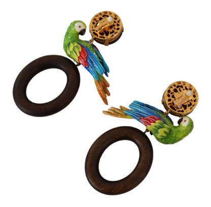 Dolce & Gabbana - Chic Parrot Embellished Hoop Earrings