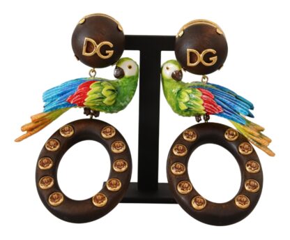 Dolce & Gabbana - Chic Parrot Embellished Hoop Earrings