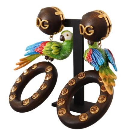 Dolce & Gabbana - Chic Parrot Embellished Hoop Earrings