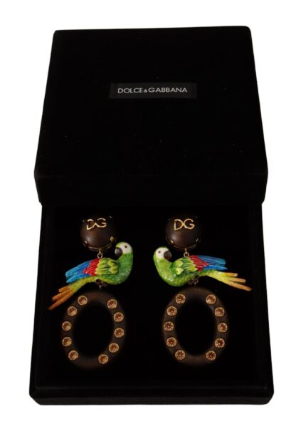 Dolce & Gabbana - Chic Parrot Embellished Hoop Earrings