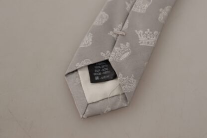 Dolce & Gabbana - Elegant Silk Gray Crown Print Bow Tie