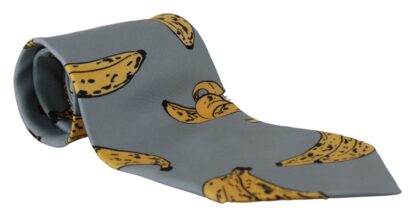 Dolce & Gabbana - Elegant Blue Banana Print Silk Tie