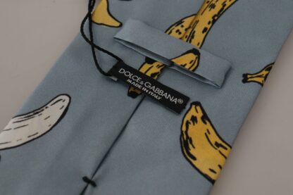 Dolce & Gabbana - Elegant Blue Banana Print Silk Tie