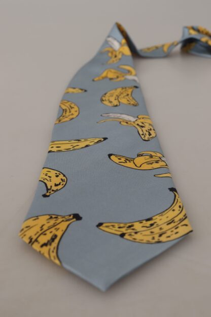 Dolce & Gabbana - Elegant Blue Banana Print Silk Tie