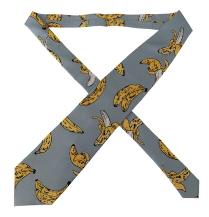 Dolce & Gabbana - Elegant Blue Banana Print Silk Tie