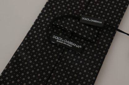 Dolce & Gabbana - Elegant Black White Polka Dot Silk Tie