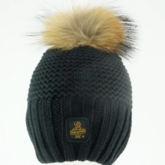 Refrigiwear - Chic Winter White Hat with Raccoon Pompon