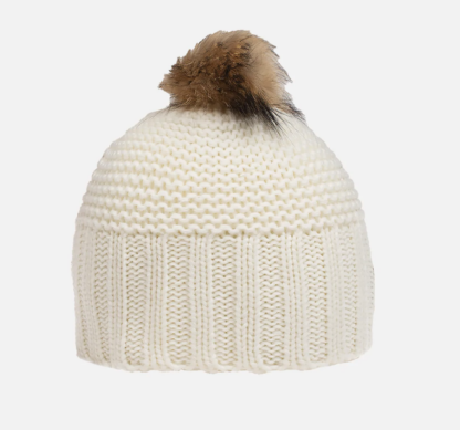 Refrigiwear - Chic Winter White Hat with Raccoon Pompon