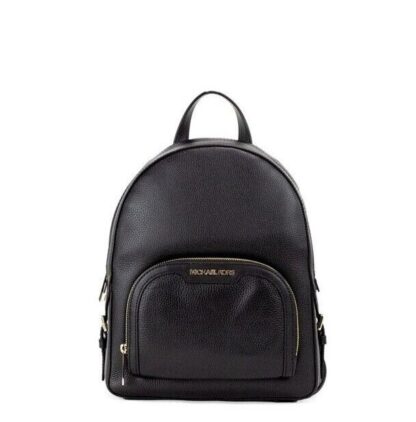 Michael Kors - Jaycee Medium Black Pebbled Leather Zip Pocket Backpack Bookbag