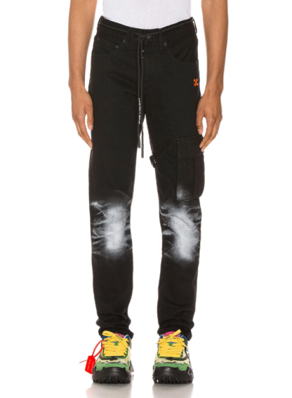 Off-White - Elevated Black Cotton Cargo Trousers with Metal Details