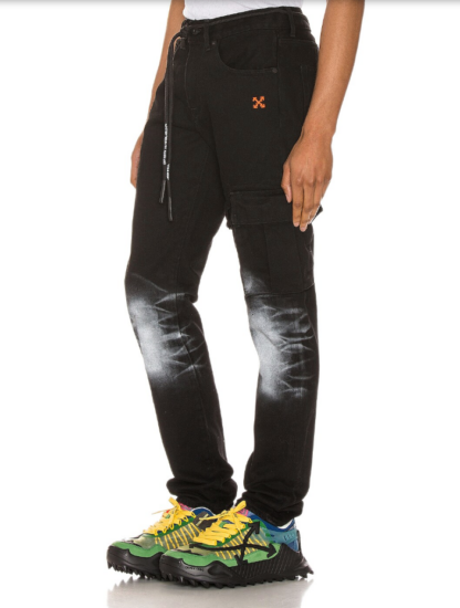 Off-White - Elevated Black Cotton Cargo Trousers with Metal Details