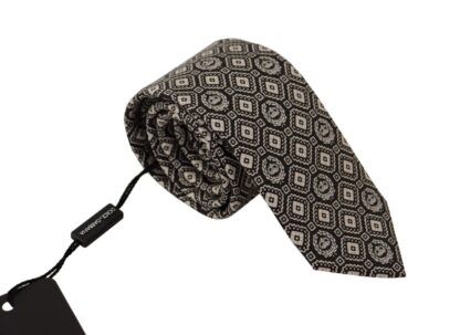 Dolce & Gabbana - Elegant Silk Bow Tie in Black White Fantasy Print