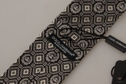 Dolce & Gabbana - Elegant Silk Bow Tie in Black White Fantasy Print