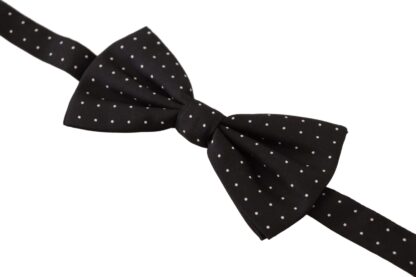 Dolce & Gabbana - Elegant Black and White Polka Dot Silk Bow Tie