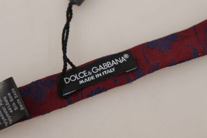 Dolce & Gabbana - Maroon Silk Bow Tie with Blue Flower Pattern