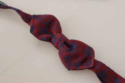 Dolce & Gabbana - Maroon Silk Bow Tie with Blue Flower Pattern