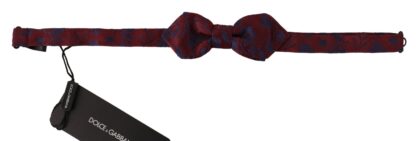 Dolce & Gabbana - Maroon Silk Bow Tie with Blue Flower Pattern