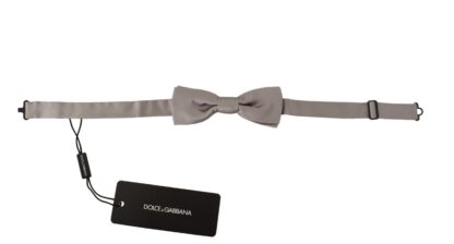 Dolce & Gabbana - Elegant Silver Silk Bow Tie for Sophisticated Evening