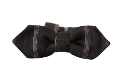 Dolce & Gabbana - Elegant Black Gray Silk Bow Tie