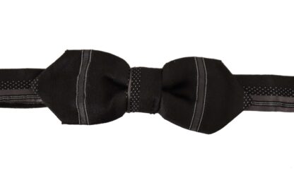 Dolce & Gabbana - Elegant Black Gray Silk Bow Tie