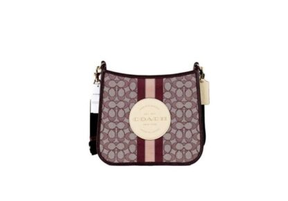 COACH - Dempsey Wine Signature Jacquard Canvas Patch File Crossbody Bag