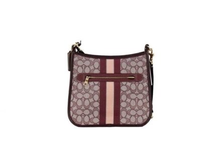 COACH - Dempsey Wine Signature Jacquard Canvas Patch File Crossbody Bag