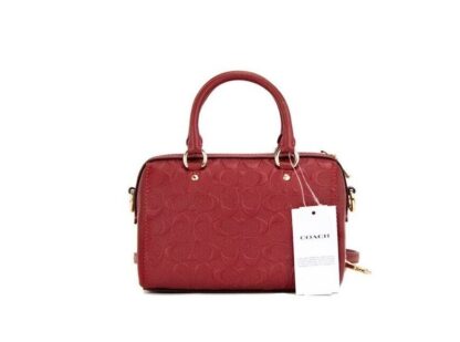 COACH - Mini Rowan 1941 Red Embossed Logo Leather Crossbody Handbag