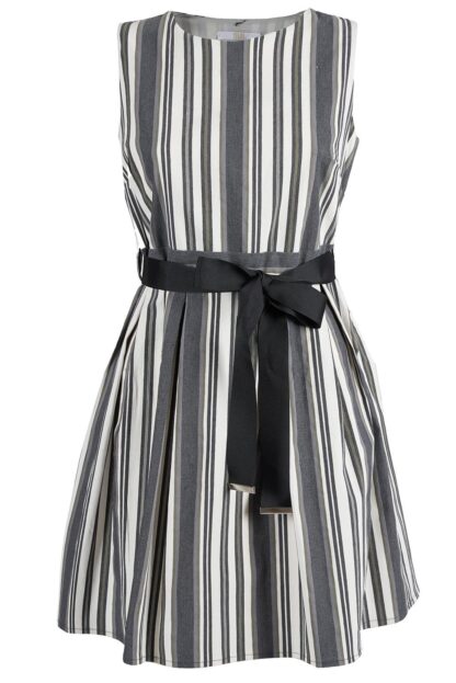 Yes Zee - Chic Gray Sleeveless Dress with Belt