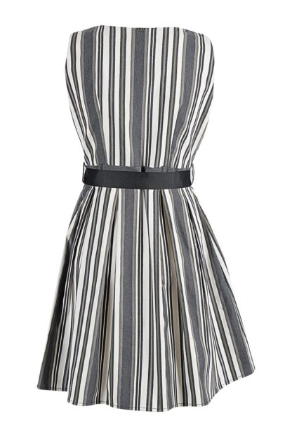 Yes Zee - Chic Gray Sleeveless Dress with Belt