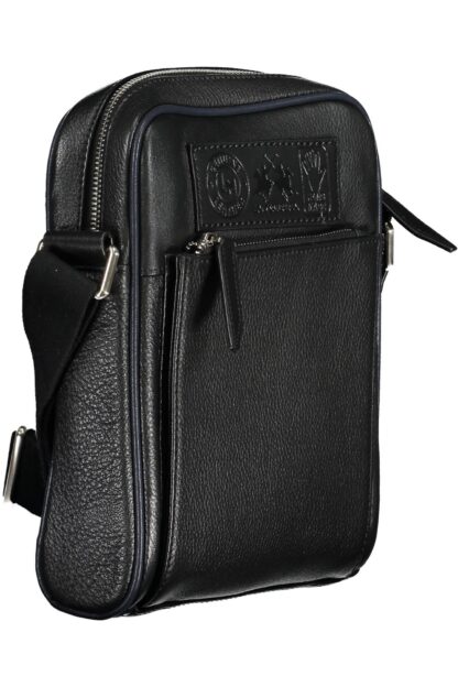 La Martina - Black Leather Men Shoulder Bag