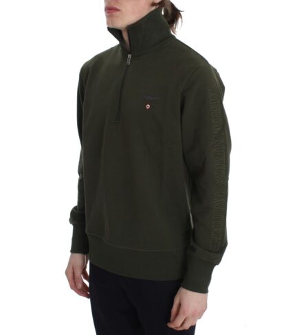 Aeronautica Militare - Elegant Half-Zip Green Sweater