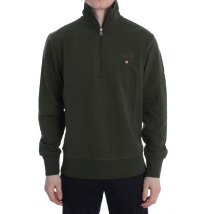 Aeronautica Militare - Elegant Half-Zip Green Sweater