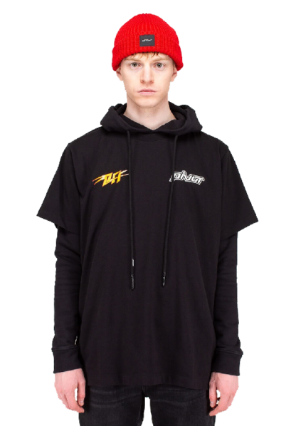 Off-White - Cotton Hooded Logo Sweatshirt with Sewn Tee