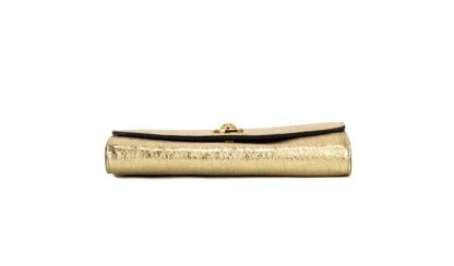 Versace - Small Metallic Gold Lamb Leather Medusa Clutch Crossbody Wallet Purse