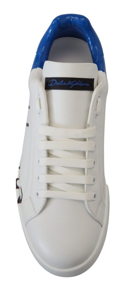 Dolce & Gabbana - Elegant White and Blue Leather Sneakers