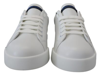 Dolce & Gabbana - Elegant White and Blue Leather Sneakers