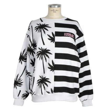 Comme Des Fuckdown - Chic Monochrome Stripe Palm Print Sweater