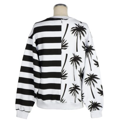 Comme Des Fuckdown - Chic Monochrome Stripe Palm Print Sweater