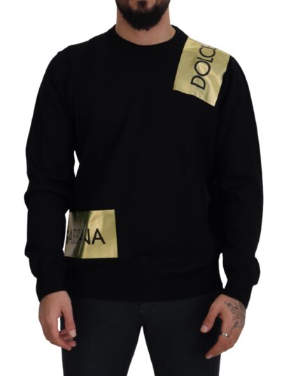 Dolce & Gabbana - Elegant Gold-Embroidered Black Wool Sweater