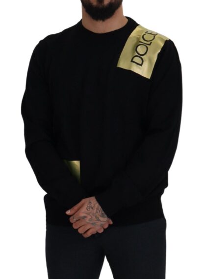 Dolce & Gabbana - Elegant Gold-Embroidered Black Wool Sweater