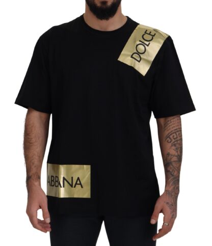 Dolce & Gabbana - Elegant Black Gold Logo Tee