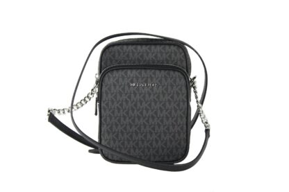 Michael Kors - Medium Signature Leather North South Chain Crossbody Handbag Black