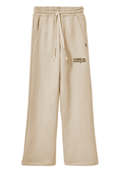 Comme Des Fuckdown - Elegant Beige Palazzo Pants with Logo Accent