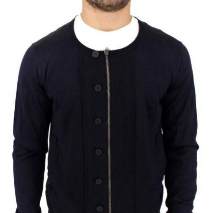 Karl Lagerfeld - Elegant Blue Full Zip Wool Cardigan