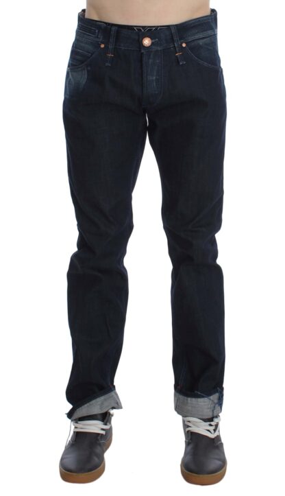 Acht - Elegant Straight Fit Blue Denim Jeans