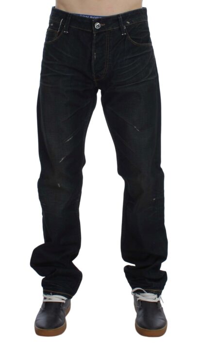 Acht - Elegant Straight Fit Dark Blue Jeans