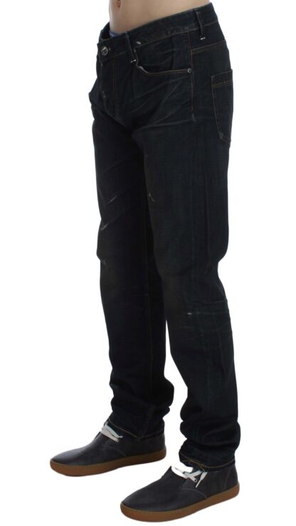 Acht - Elegant Straight Fit Dark Blue Jeans