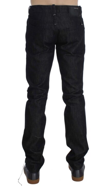 Acht - Jet-Black Slim Skinny Fit Cotton Jeans