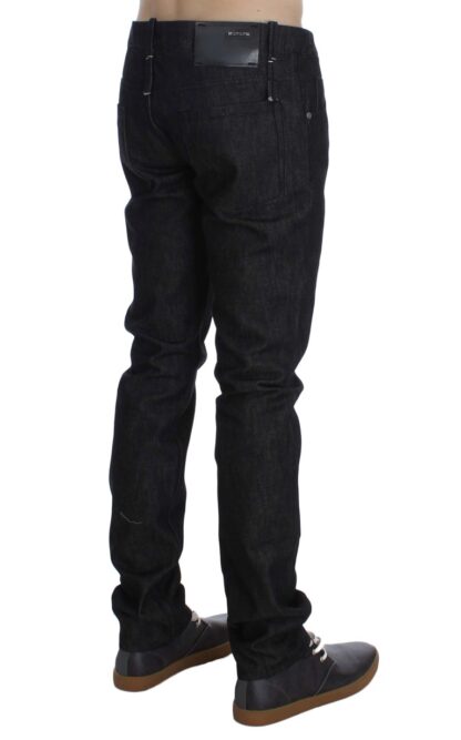 Acht - Jet-Black Slim Skinny Fit Cotton Jeans